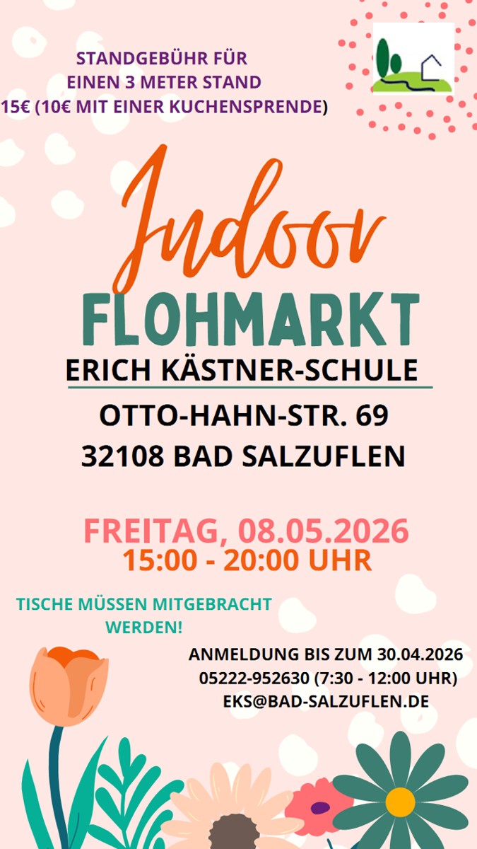 Indoor Flohmarkt Plakat Erich K&auml;stner Schule Bad Salzuflen