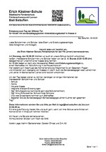 Einladung Tag der offenen T&uuml;r Klasse 4 in der EKS Bad Salzuflen